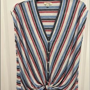 Max Studio tie front V-Neck Shirt, Sz S